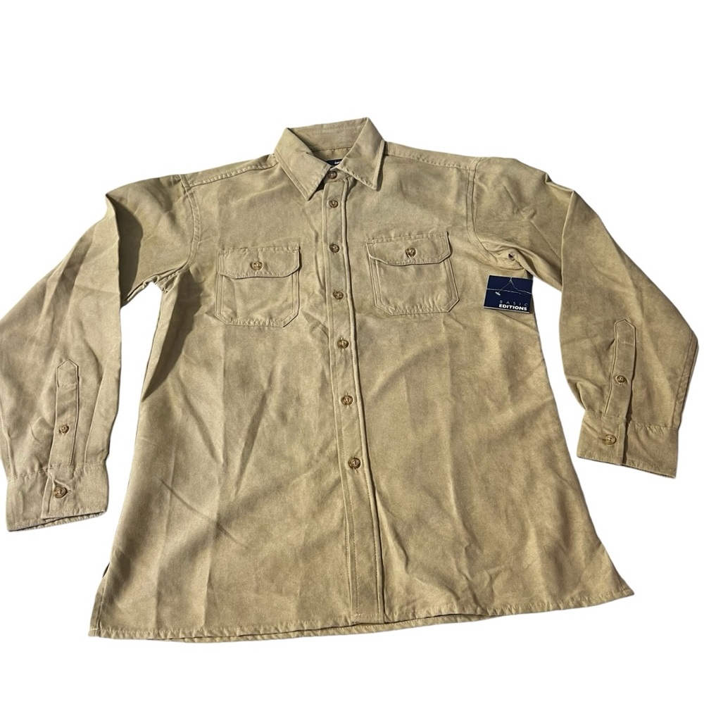 Basic Editions NWT - Men’s Microsuede Button Down Shirt Sz SM